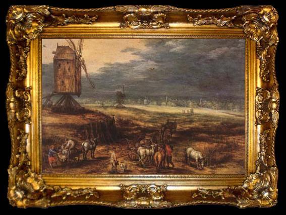 framed  BRUEGHEL, Jan the Elder Landscape with Windmills (mk08), ta009-2